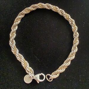 Vintage Tiffany & Co. Twisted Sterling Silver & 18k Gold Bracelet. 7 in.
